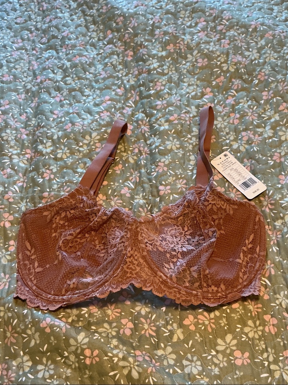 Natori Lace Underwire Bra in Mauve Brown - Supportive, Feminine Fit 32G NWT